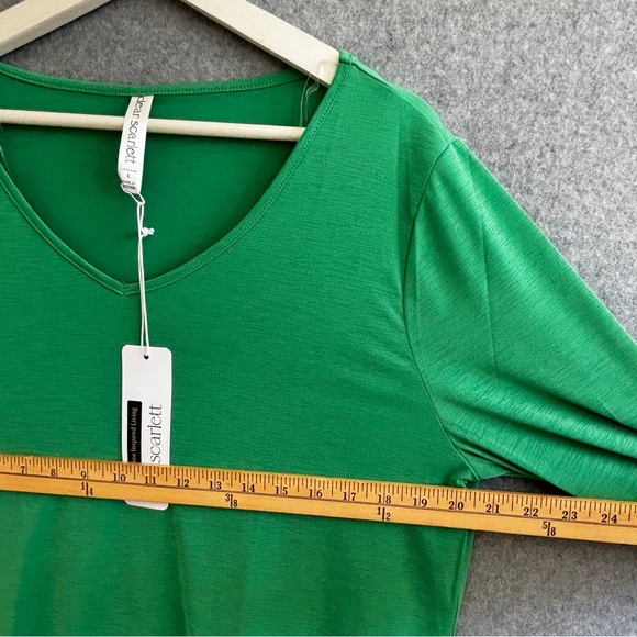 Dear Scarlett Kelly Green V-Neck Long Sleeve Top L - Picture 4 of 9